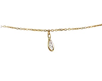 Diamond Marquis Dangle Bracelet / Stacking Bracelet / Delicate / 14k Gold