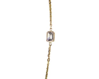 Delicate 14k Gold Emerald Cut Diamond Bracelet