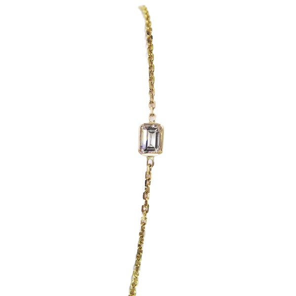 Delicate 14k gouden smaragd geslepen diamanten armband