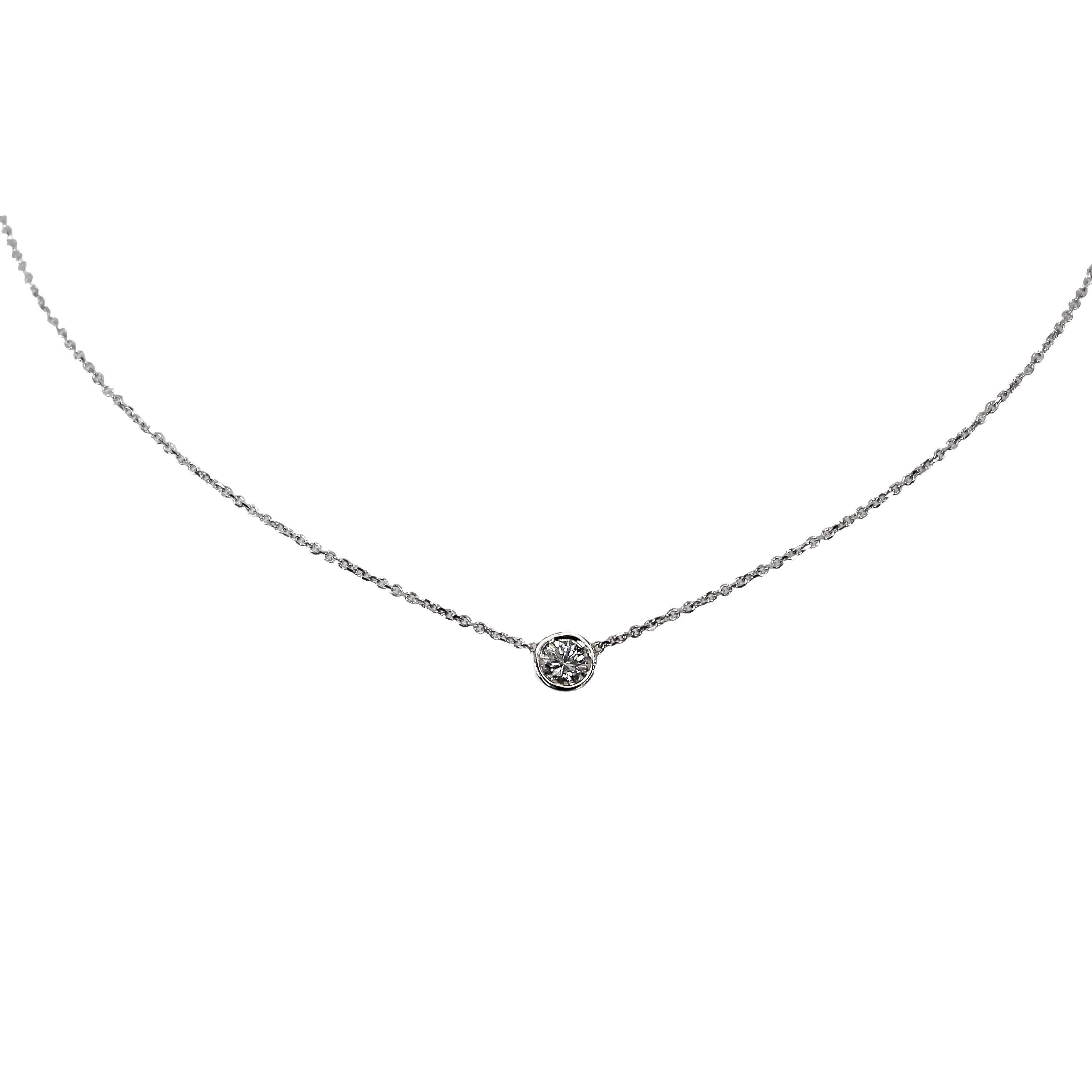 Diamond Necklace | Delicate Bezel Set Solitaire | .10 Ct, 14k, 18k Gold ...