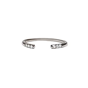 Delicate solitaire diamond stacking cuff ring