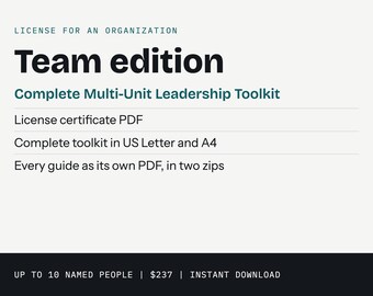 Leadership Team Guides for Unit Visits, Hiring and Succession | Thirty Guides for Up to 10 Named Managers | Team License