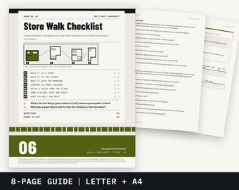 Area Manager Store Walk Checklist | Walk a Unit, Then Watch a Shift | Printable PDF