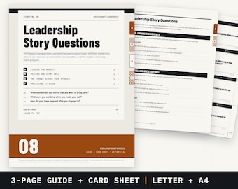 Interview Prep Questions | Tell Your Leadership Story for a Restaurant Manager Promotion or Interview | Printable PDF