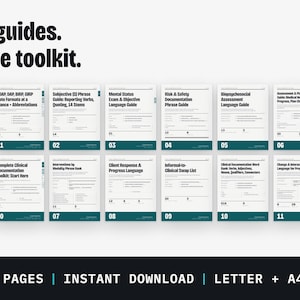Kit completo per la documentazione clinica / Pacchetto di 11 guide per le note di progresso / Per terapisti e assistenti sociali / PDF stampabile