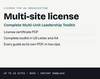 Thirty Leadership Guides for Managers at Up to 10 Units | Unit Visits, Hiring and Succession | Multi-Site License | Printable PDF