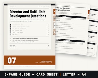 Leadership Development Questions for Directors | Multi-Unit Restaurant Leaders and Operators Growing Their Managers | Printable PDF