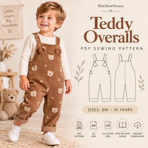 Boys Overalls Sewing Pattern, Kids Bib Overalls Pattern, Toddler Dungarees, Pinafore Trousers For Boys & Girls Beginner Friendly Sewing