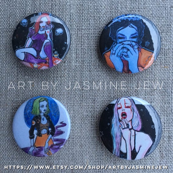 Set of 4 Buttons - Witchy