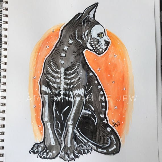 Skele Cat Print