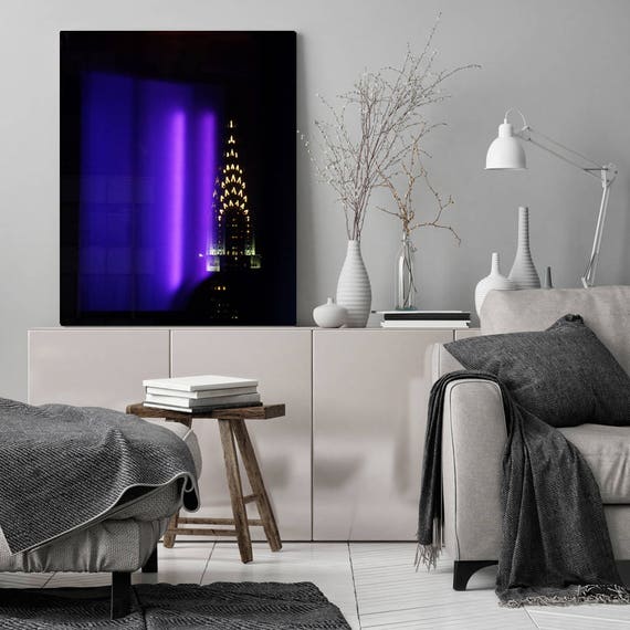 Chrysler Building Canvas Print Studio Decor Photography Gift Office Decor Large Wall Decor City Lights Nyc Print Abstract Art