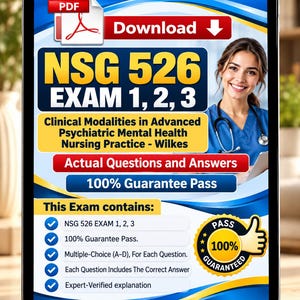 NSG 526 Examens 1-3 Klinische Modaliteiten Geavanceerde Psychiatrische Geestelijke Gezondheidszorg Verpleging Wilkes PDF