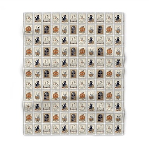 Vintage Halloween Patchwork Throw Blanket | Cats Pumpkins Ghosts Spooky Pattern