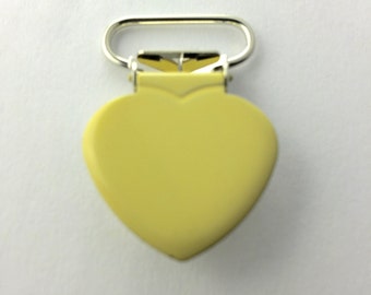 REDUCED 25 Heart 3//4 Inch White Enamel Suspender Passy Pacifier Mitten Clip