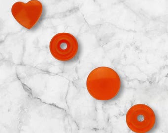 KAM Snaps Fastener Complete Sets of 100 Orange (B55) Heart Shaped Plastic Resin Snaps Crafts Baby Cloth Diaper