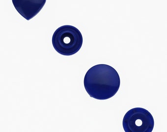 以下が含まれることがあります： 青いプラスチック製のボタンが4つ、ハート型が1つ、丸型が3つ。丸いボタンには中央に穴が開いています。