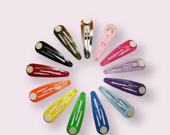 Hair Snap Clips 10 - 2&quot; Colorful Barrette Findings with Glue Pad - Choose your Color
