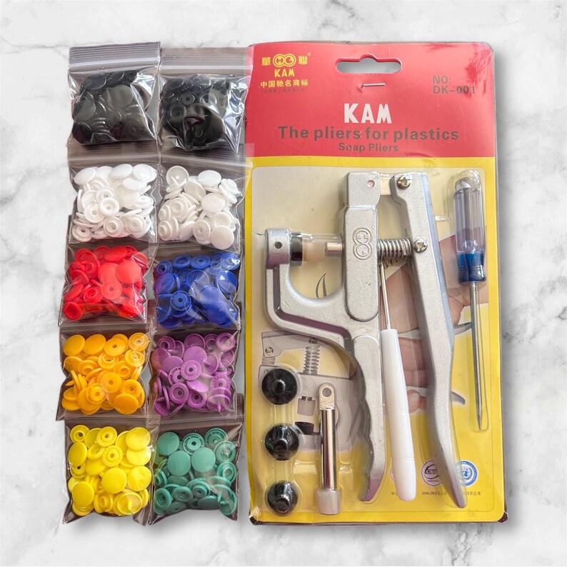 KAM Snap Pliers Starter Kit – 100 Sets of Snaps, Awl and Pliers for Diapers, Crafts, Clothing and Sewing Projects image 6