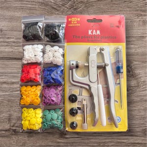KAM Snap Pliers Starter Kit – 100 Sets of Snaps, Awl and Pliers for Diapers, Crafts, Clothing and Sewing Projects image 2