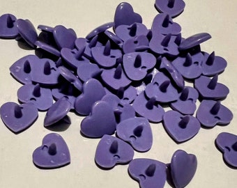 100 Bright Dark Lavender (B28) Heart Shaped ONLY KAM Plastic Resin Snaps Crafts Baby Cloth Diaper - no other parts