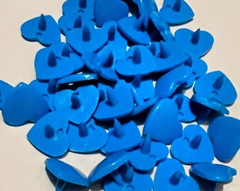 100 Bright Blue (B8) Heart Shaped ONLY KAM Plastic Resin Snaps Crafts Baby Cloth Diaper - no other parts