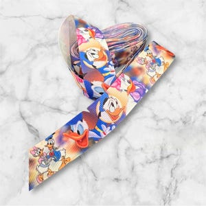 Portachiavi con cordino in grosgrain Donald Duck da 7/8" per collare di cani e gatti, fiocchi per capelli da 1 metro