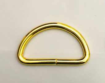 100 Gold Plated 1 1/2 Inch Nonwelded D Rings for Belts, Collars, Purse Straps, Key Chains, Ribbons