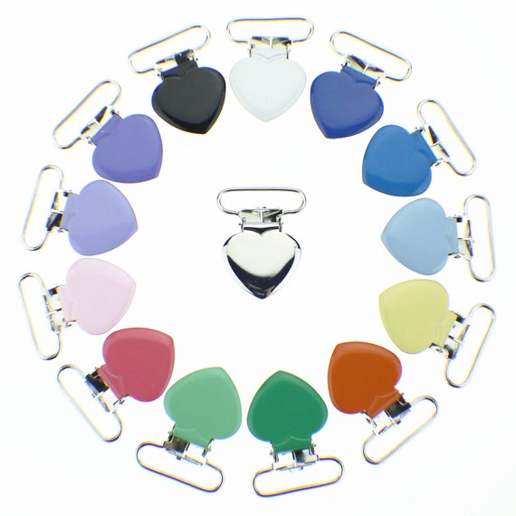 200 Heart 1 Inch Enamel Suspender Passy Binky Pacifier Mitten Clip Free Ship
