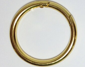 2 Gold Plated Gate Spring O-Ring 1 1/2 inch Round Push Snap Hooks for Purses and Handbags