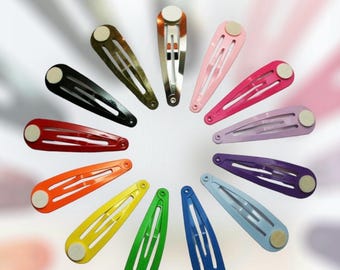 Hair Snap Clips 100 - 2&quot; Colorful Barrette Findings with Glue Pad - Choose your Color