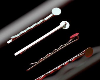 50 Silver Bobby Pins Hair Clip Blanks 2 Inch Long with 8 mm Glue Pad