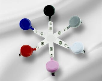 Badge Reels Beading 1 Blank ID Retractable w/ Alligator Swivel Clip and Plastic Strap for Lanyards Choose Color(s)