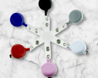 Badge Reels Beading 10 Blank ID Retractable w/ Alligator Swivel Clip and Plastic Strap for Lanyards Teacher Nurse Choose Color(s)