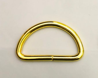 25 Gold Plated 1 1/2 Inch Nonwelded D Rings for Belts, Collars, Purse Straps, Key Chains, Ribbons
