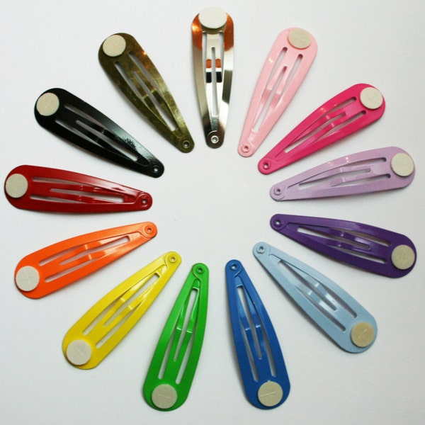 100 - 2" Colorful Hair Snap Clip Barrette Findings with Glue Pad - Choose your Color