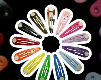 Hair Snap Clips 24 - 2&quot; Colorful Barrette Findings with Glue Pad - Choose your Color