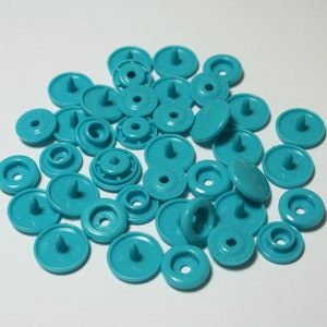 100 Sets Teal KAM (B-46) Plastic Resin Snaps For Crafts, Baby, Clothes, Bibs, Diapers and Scarves