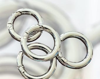 O-Ring 1 Nickel Plated Gate Spring 3/4 inch Round Push Snap Hooks for Purses and Handbags