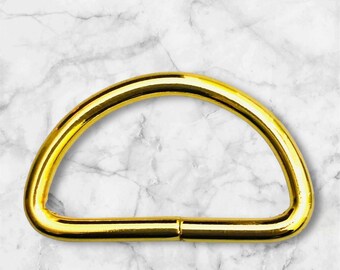 Gold Plated D Rings Hardware 25 Nonwelded 1 1/2 Inch for Belts, Collars, Purse Straps, Key Chains, Ribbons, Backpacks, Handbags