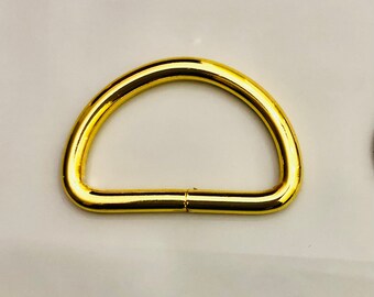 50 Gold Plated 1 1/4 Inch Nonwelded D Rings for Belts, Collars, Purse Straps, Key Chains, Ribbons