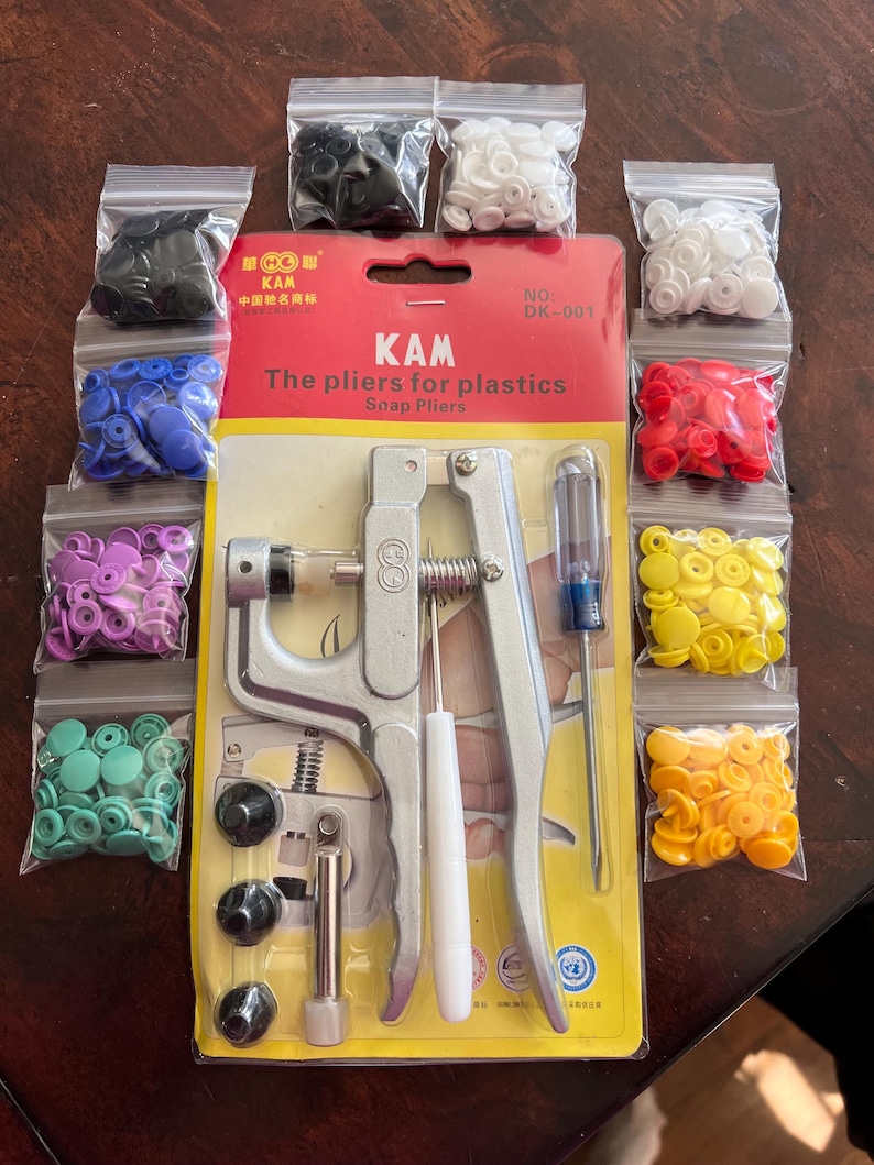 KAM Snap Pliers Starter Kit – 100 Sets of Snaps, Awl and Pliers for Diapers, Crafts, Clothing and Sewing Projects image 8