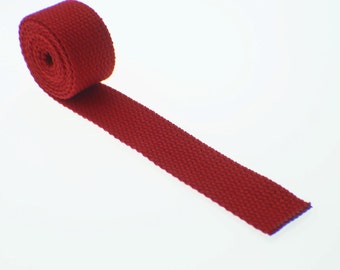 1 Yard Cotton Webbing Red - 1 Inch (1") Medium Heavy Duty - Key Fobs, Purse Straps, Belts