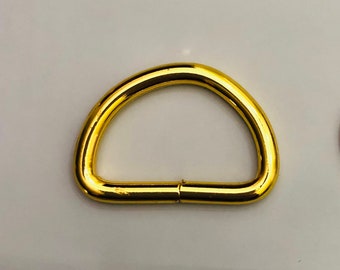 25 Gold Plated 1 1/4 Inch Nonwelded D Rings for Belts, Collars, Purse Straps, Key Chains, Ribbons