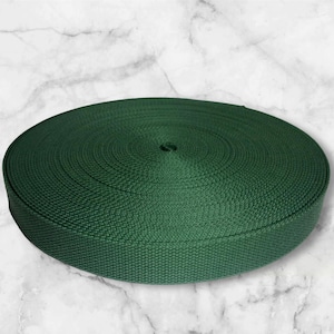 Cinta de algodón de 5 yardas, color verde cazador, 1 1/4 (1,25) pulgadas, resistente, para llaveros, correas de carteras y cinturones