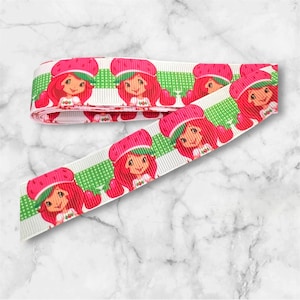 Grosgrain Strawberry Shortcake Ribbon 7/8” Keychain Lanyard Dog Cat Collar 1 yard Hair Bows