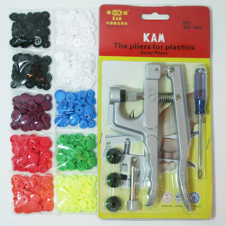 KAM Snap Pliers Starter Kit 10 Sets of Colors w/ Awl For Bibs Etsy