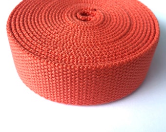 5 Yards Coral Cotton Webbing - 1 1/4 (1.25) Inch Heavy Duty - Key Fobs, Purse Straps, Belts - Choose Your Colors