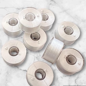 12 White Prewound Bobbins Sewing Machine Embroidery Thread Size A