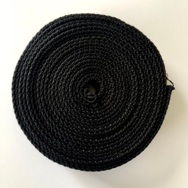 1 Yard Black Cotton Webbing - 1 1/4 (1.25) Inch Heavy Duty - Key Fobs, Purse Straps, Belts - Choose Your Colors