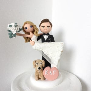 Honeymoon Jitters  Custom wedding cake topper, bride and groom cake topper , Mr and Mrs cake topper